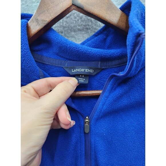 Lands End Blue Quarter Zip Fleece Pullover Size 6-8 Youth - Picture 2 of 3